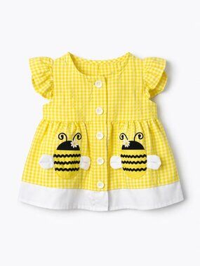 Goodlad Baby Girls Yellow Check Bee Dress | Size 9M | NWT